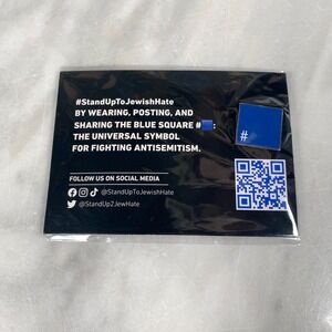 Stand Up To Jewish Hate Blue Square Pin Adidas‎ Anti Semitism Enamel Kanye NEW